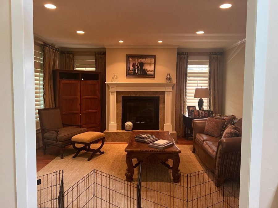 Living Room & Fireplace before renovation by Elle & Ivy Interiors