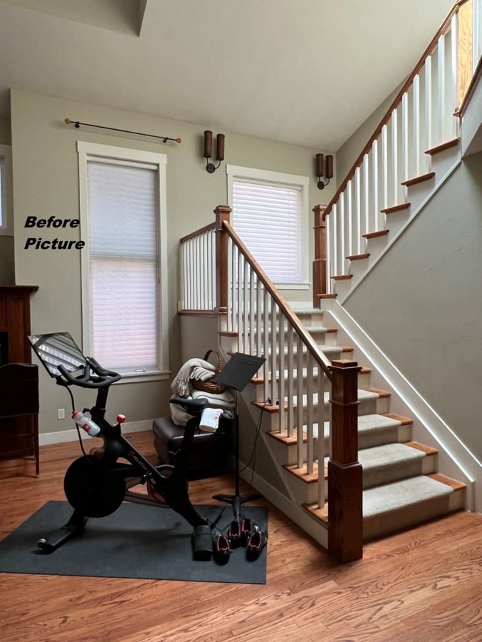 Staircase before renovation by Elle & Ivy Interiors